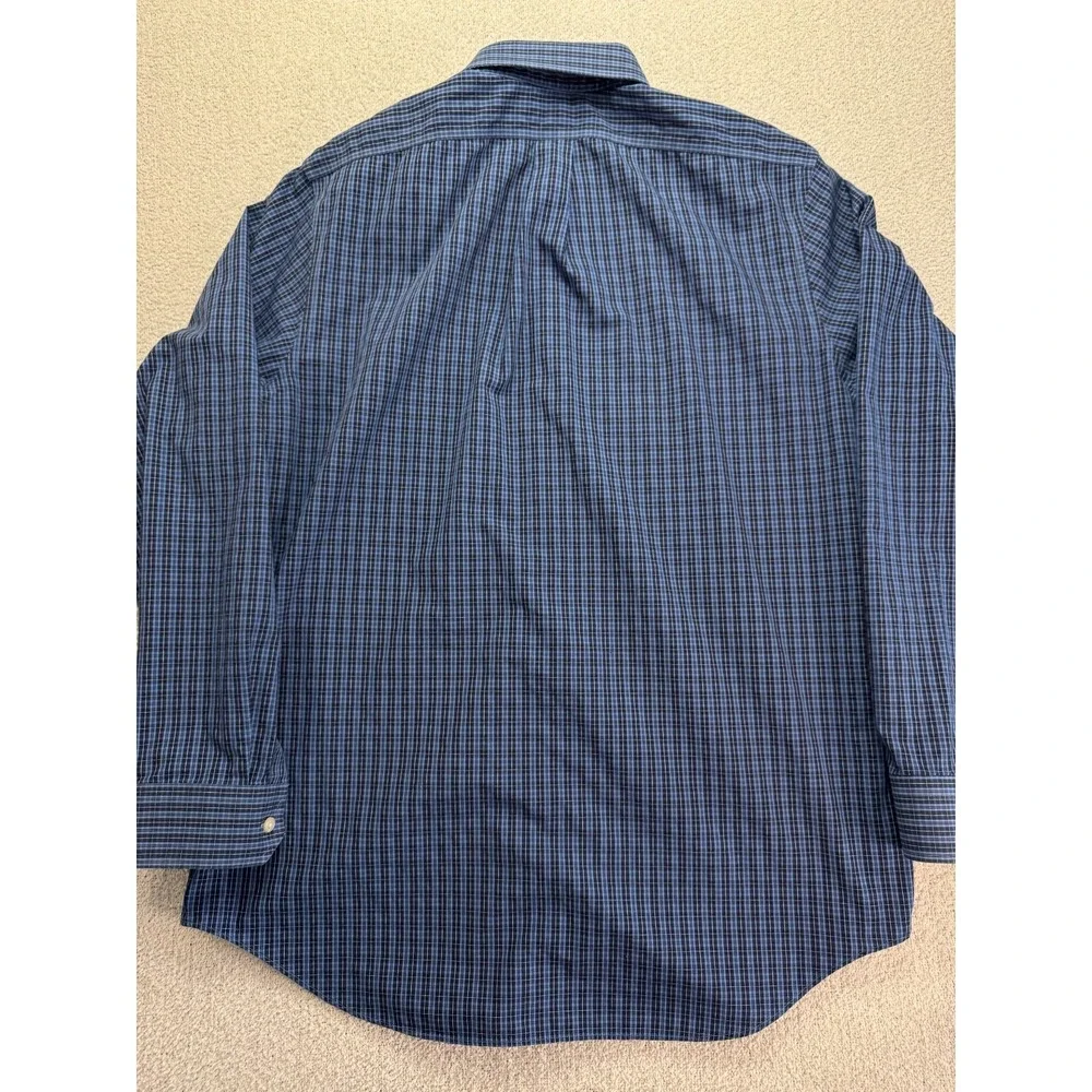 Banana Republic Non Iron‎ Classic Fit Shirt Mens L Blue Plaid Long Sleeve